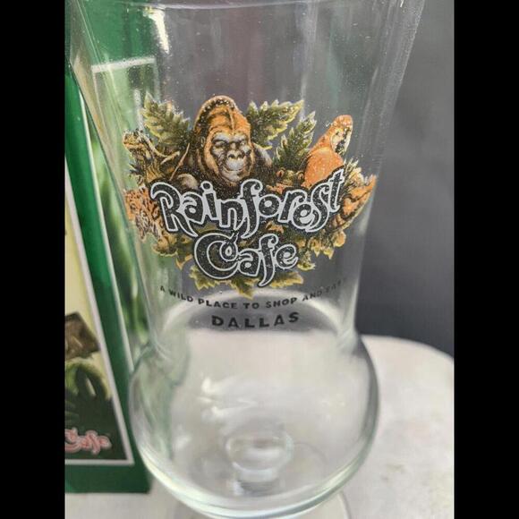 Rainforest Cafe DALLAS Hurricane Cocktail Glass 8" Wild Original Box New In Box - Picture 3 of 6